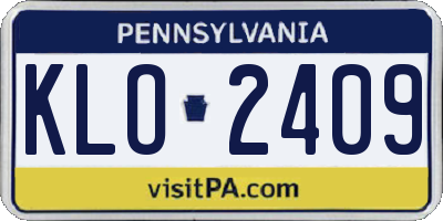 PA license plate KLO2409