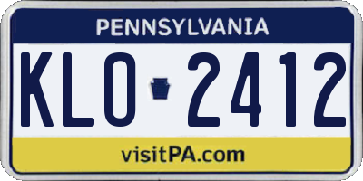 PA license plate KLO2412