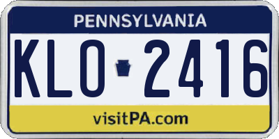 PA license plate KLO2416