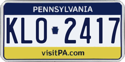PA license plate KLO2417