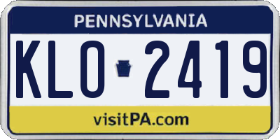 PA license plate KLO2419