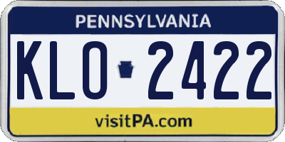 PA license plate KLO2422