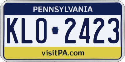 PA license plate KLO2423