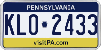PA license plate KLO2433