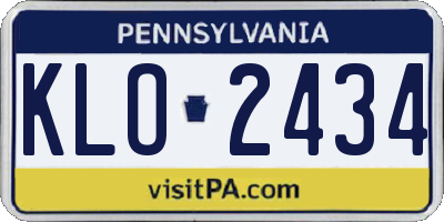 PA license plate KLO2434