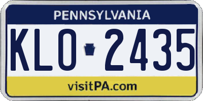 PA license plate KLO2435