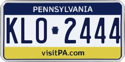 PA license plate KLO2444