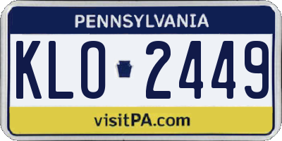PA license plate KLO2449