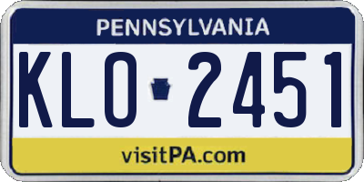 PA license plate KLO2451