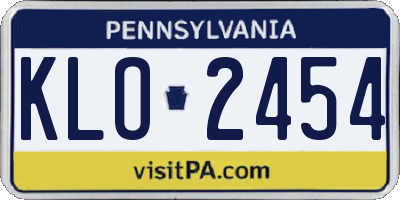 PA license plate KLO2454