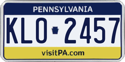 PA license plate KLO2457