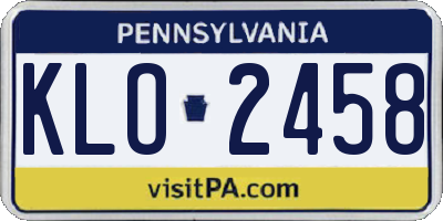 PA license plate KLO2458