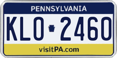 PA license plate KLO2460