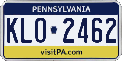PA license plate KLO2462