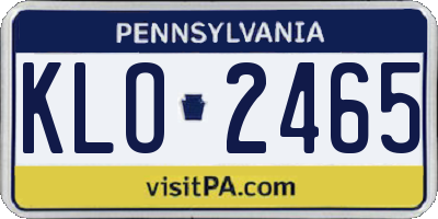PA license plate KLO2465