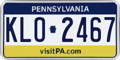 PA license plate KLO2467