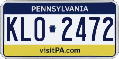 PA license plate KLO2472