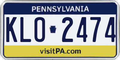 PA license plate KLO2474