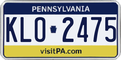 PA license plate KLO2475