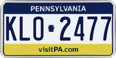 PA license plate KLO2477