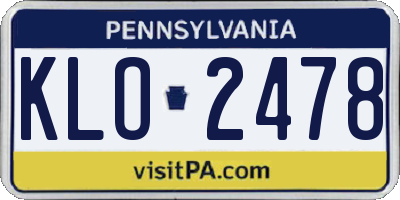PA license plate KLO2478
