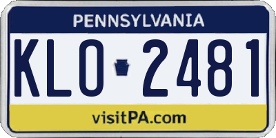 PA license plate KLO2481