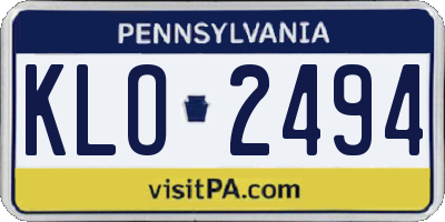 PA license plate KLO2494