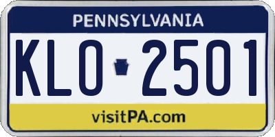PA license plate KLO2501