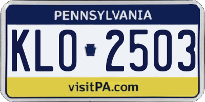 PA license plate KLO2503