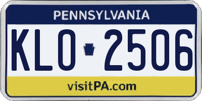 PA license plate KLO2506