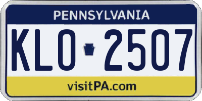 PA license plate KLO2507