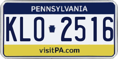 PA license plate KLO2516