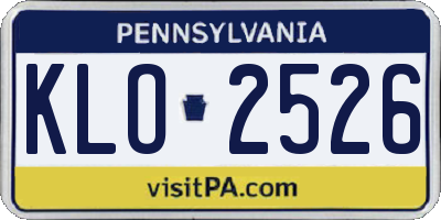 PA license plate KLO2526