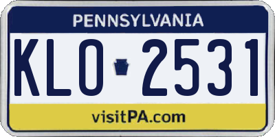 PA license plate KLO2531