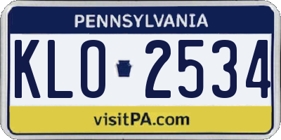 PA license plate KLO2534