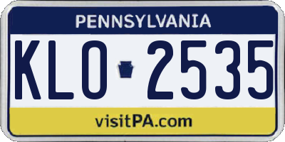 PA license plate KLO2535