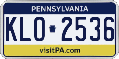 PA license plate KLO2536