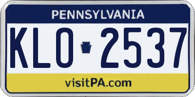 PA license plate KLO2537