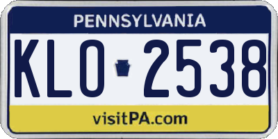 PA license plate KLO2538
