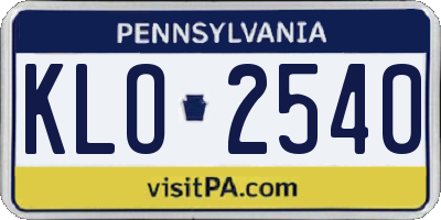 PA license plate KLO2540