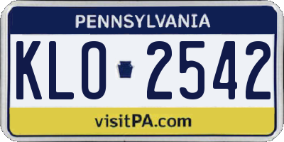 PA license plate KLO2542