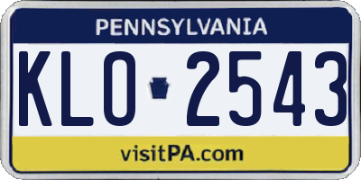 PA license plate KLO2543