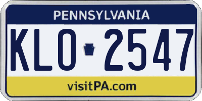 PA license plate KLO2547
