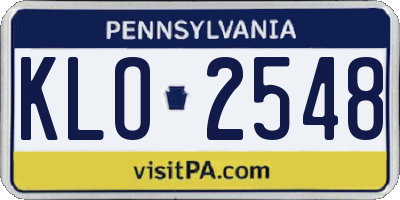 PA license plate KLO2548