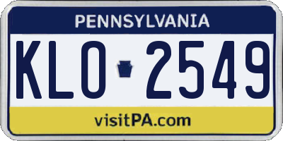PA license plate KLO2549
