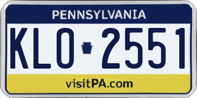 PA license plate KLO2551
