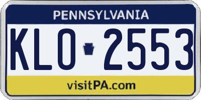 PA license plate KLO2553