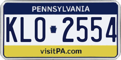 PA license plate KLO2554