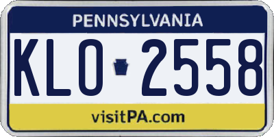 PA license plate KLO2558