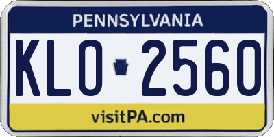 PA license plate KLO2560